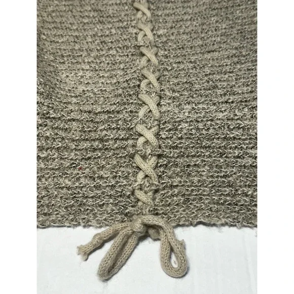 XOXO Womens Cable Knit Faux Fur Trim Poncho Shawl Cardigan Sweater M - Picture 9 of 11